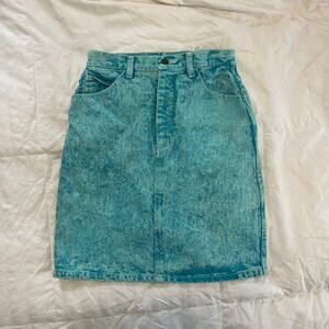 Vintage Denim Skirt Teal Acid Wash Made in the Shade Juniors 9